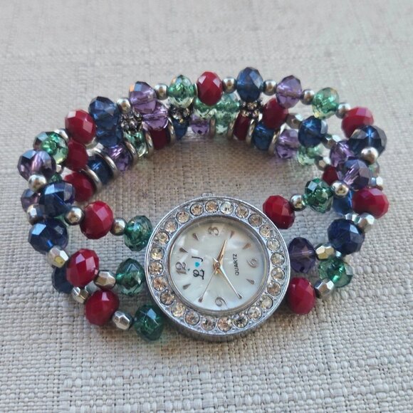 Holidays Season Theme Wristwatch Multi Color Beads Bracelet Analog Quartz Watach - Picture 5 of 11
